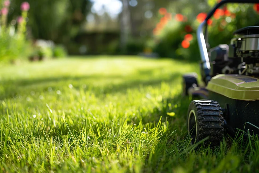 green electric lawn mower